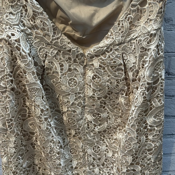 Aidan Mattox | Sleeveless Lace Jacquard Champagne Mini Cocktail Dress | Size 8 - Picture 8 of 8
